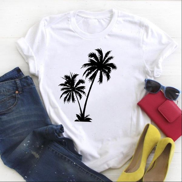 

women beach fashion tree short sleeve printed 90s summer t tee ladies female shirt clothes tshirt womens graphic t shirt, White