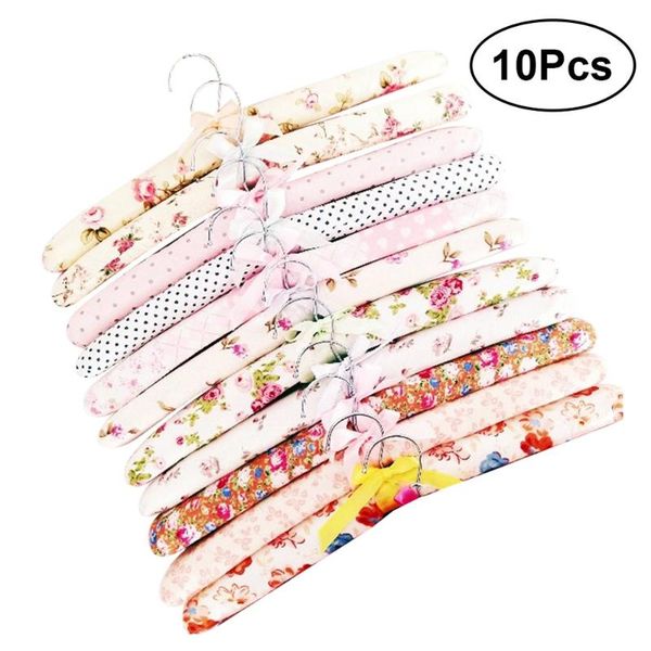 

hangers & racks 10pcs flower cloth non-slip wood pastoral hanger clothes drying rack for mixed color(rand