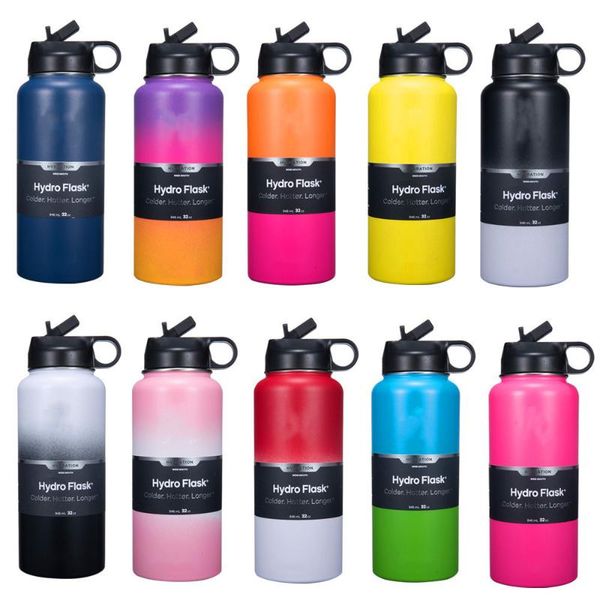 

water bottles 32oz hydroflask bottle stainless steel hydro insulated lovers women men vacuum flasks straight cup