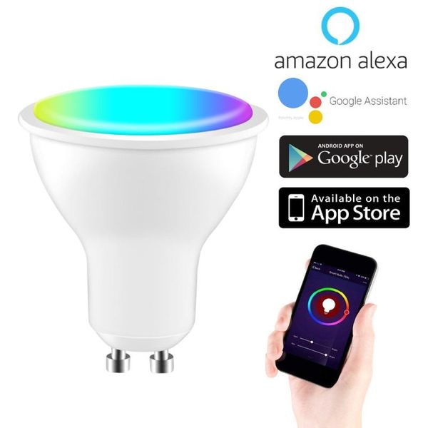 

spotlights tuya 6w gu10 gu5.3 rgb+cw smart spotlight wifi light bulb 90-240v 6500k automation modules work with alexa google home