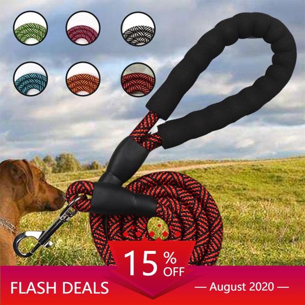 

dog collars & leashes 1.5m large leash nylon rope pet lead mountain climbing training for medium big dogs soft foam handle