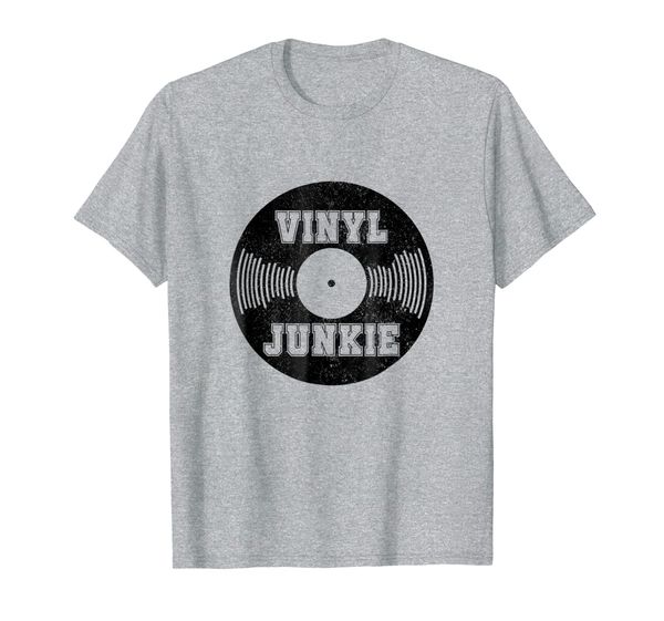 

mens vinyl junkie t-shirt - retro old school music dj shirt gift, White;black