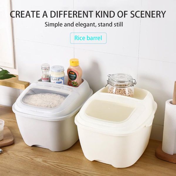 

10kg flip cover sealed multi-function rice bucket storage box kitchen household moisture-proof and insect-proof sealed storage50