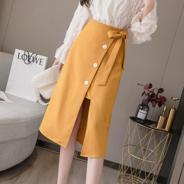 

skirts female in the summer of 2021 fashion satchel hip skirt tall waist a word long spring model, Black