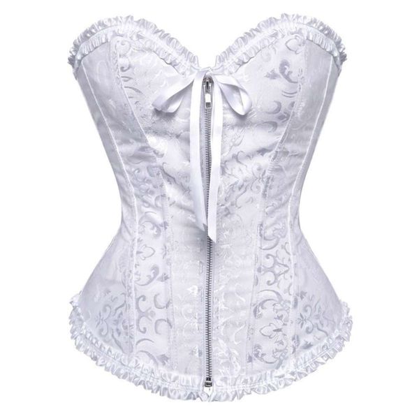 

zipper lace court jacquard fabric breast enhancement corset, Black;white