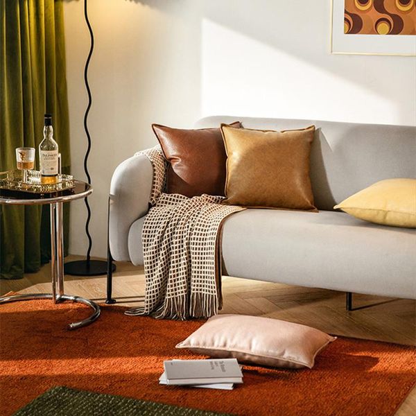 

cushion/decorative pillow light luxury faux leather throw covers solid waterproof dustproof square garden cushion case pillowcase for patio