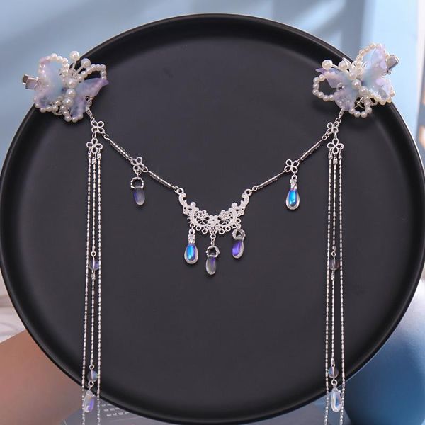 Клипы для волос Barrettes Fashion Women Women Charm Head Chain Vintage Crysatal Drop Headciece Серебряные повязки на головные повязки свадебная выпускная девушка бабочка бабочка ха