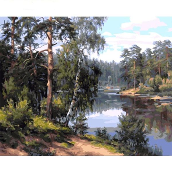 

paintings landscape oil picture by number on canvas with frame 40x50 for drawing color acrylic paint painting decoration wall art