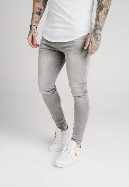 

men's jeans siksilk washed grey denim, Blue