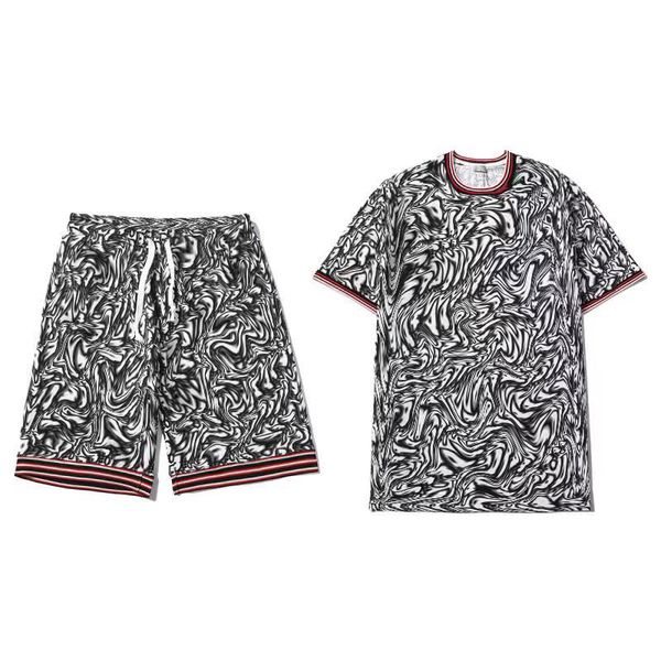 

fashion men's t shirts summer shorts european and american embroidered t-shirts for men women two pieces of casual wear, White;black