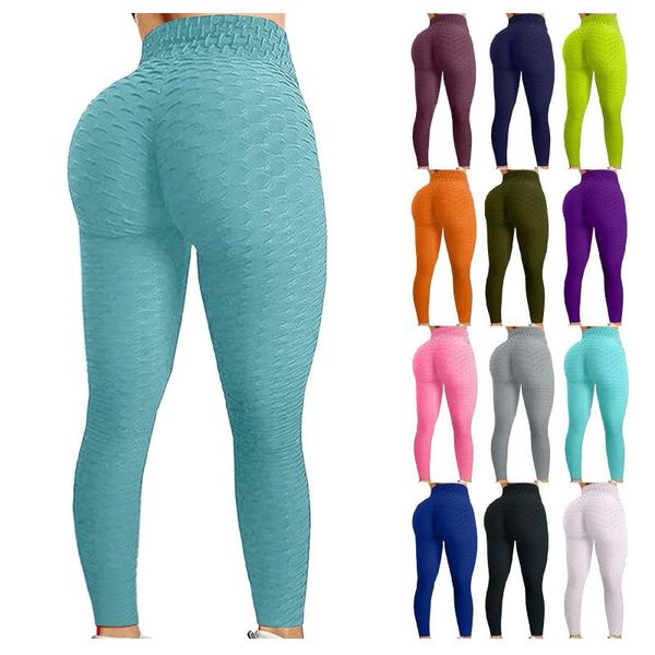 

yoga outfit women's bubble hip lifting exercise fitness running high waist pants pantalones de mujer leggings anti celulite 2021