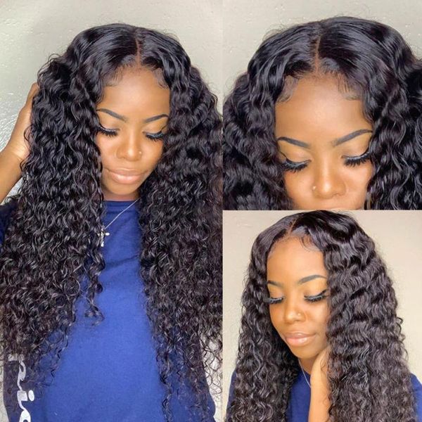 

lace wigs 13x4 curly human hair frontal wig remy pre plucked deep front for women brazilian transparent, Black;brown