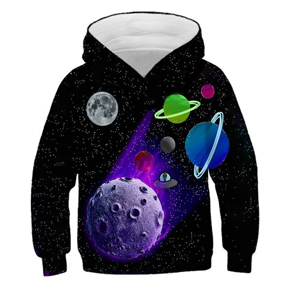 

its too big for childrens sports autumn new product polyester cotton animation astronaut exploring space 3d printing baby hood, Black
