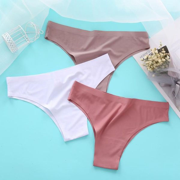 

women's panties underwear seamless thong female t-back g-string thongs for ladies plus size solid silk low waist panty, Black;pink