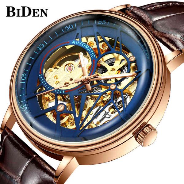 

brand retro luxe man clock unique men mechanical s gold brown real learn waterproof hollow design, Slivery;brown