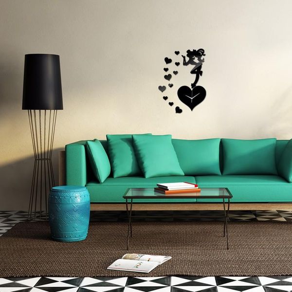 

wall clocks acrylic mirror sticker creative fairy clock po living room bedroom wedding decor