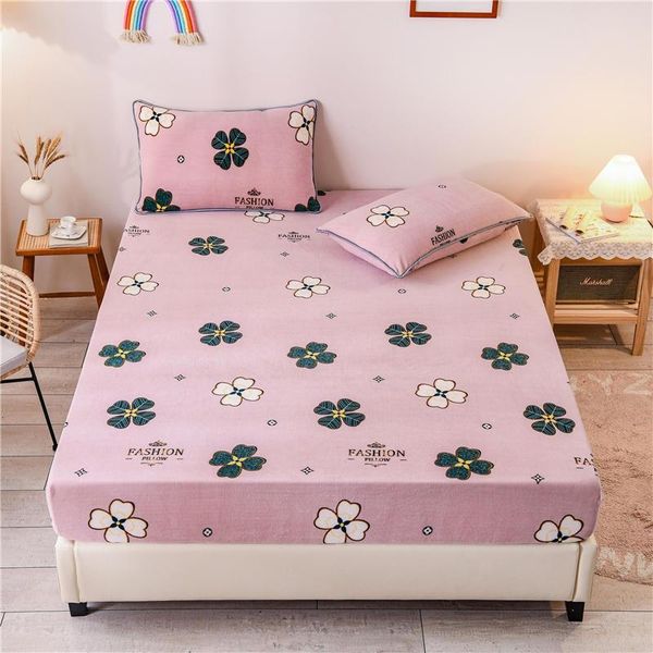 

sheets & sets bonenjoy 1 pc flannel mattress cover on rubber band single warm fitted sheet with elastic sabanas for (no case)