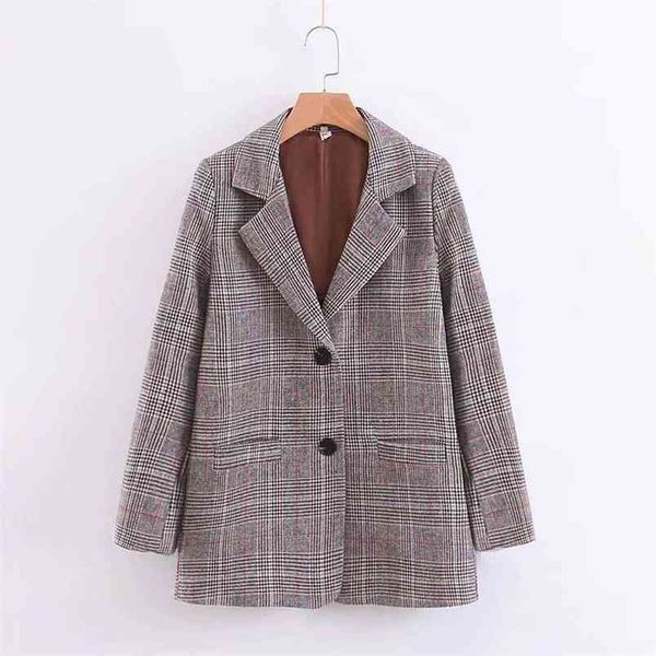 

autumn style female british elegant single-breasted pocket lapel plaid casual women long-sleeved suit jacket 210531, White;black