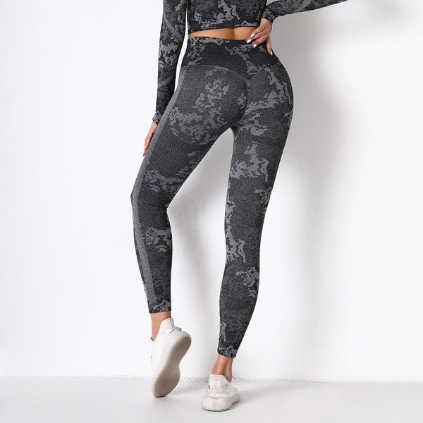 

yoga outfit women leggings seamless knitted pants camouflage print sport woman tights running fitness