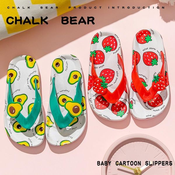 

slipper cartoon fruit pattern flip flops kids summer children slippers baby girls beach shoes travel children' light portable sanda, Black;grey