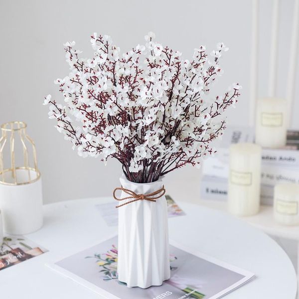 

decorative flowers & wreaths 5 forks 30cm silk plum blossom artificial small bunches living room decoration fake plants vase for home weddin