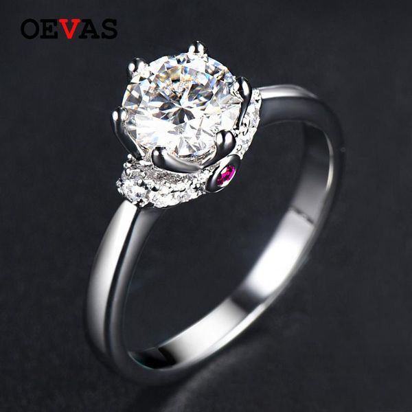 

cluster rings oevas 100% 925 sterling silver engagement ladies 1 d color moissanite wedding party jewelry girls anniversary gift, Golden;silver