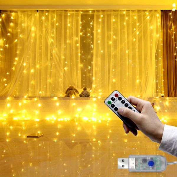 

2021 new multi-funo remoto cortina lmpada 300 led luzes da corda prova dwaterproof gua fio cobre luz para o jardim natal decorao de bmdu