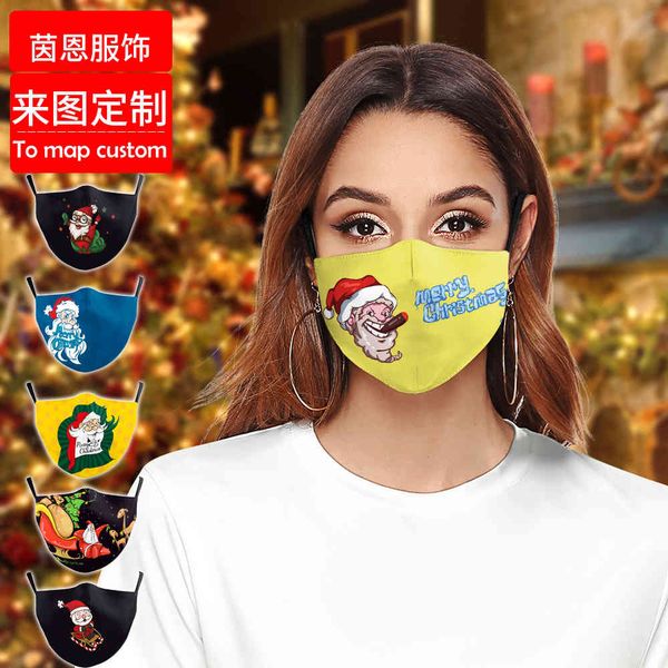 

high-quality s mask washable cartoon cotton santa claus printed mask