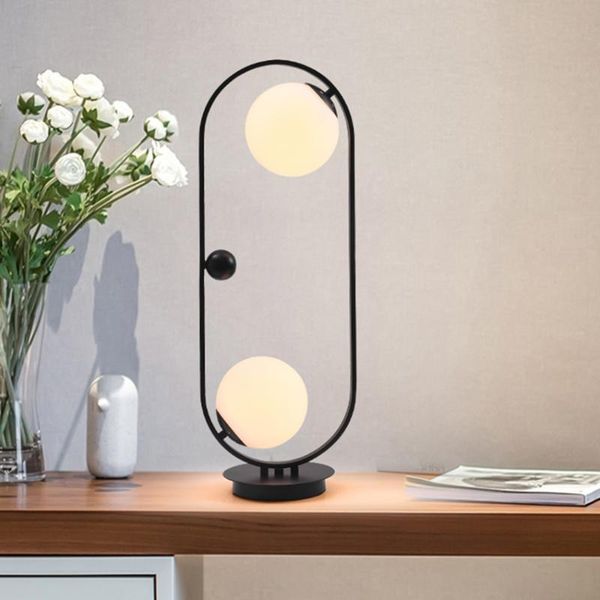 

table lamps nordic simple bedside vintable wrought iron white glass indoor lighting lights for living room bedroom deco