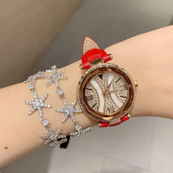 

wristwatches 2021 r watch women leather strap dress crystal fritillaria watches quartz, Slivery;brown