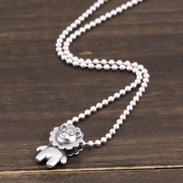 

chains little lion necklace women's fashion s925 sterling silver net red bead domineering pendant