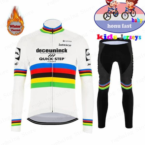 

racing sets world children cycling jersey set kids ride clothing quick step julian alaphilippe long sleeve bicycle uniform boy, Black;blue