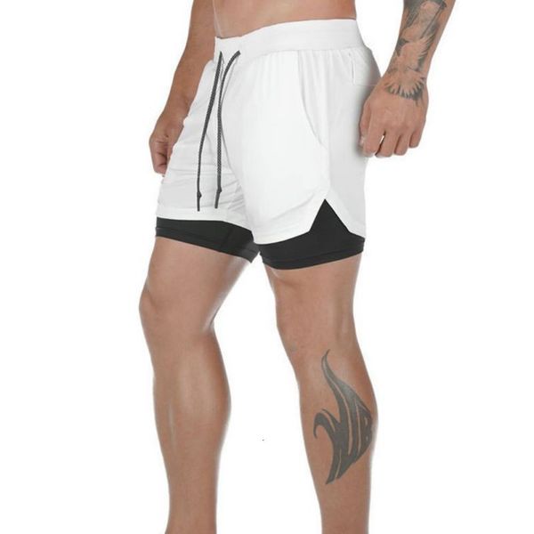 

2-in-1 en sport running fitness fast beach shorts, White;black