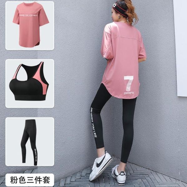 

yoga outfit plus size women 2/3 piece set loose t shirt+bra+leggings fitness gym suits breathable sports running clothing tracksuit 4xl