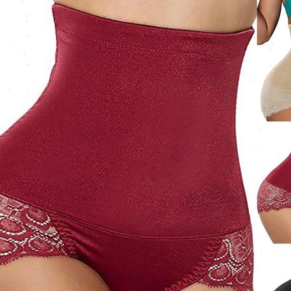 

new fashion chic solid waist trainer lace flower women c butt lift panties seamless tummy control corset, White;black