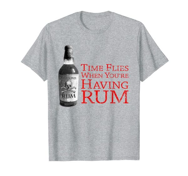 

time flies when you're having rum - funny pirate t-shirt, White;black