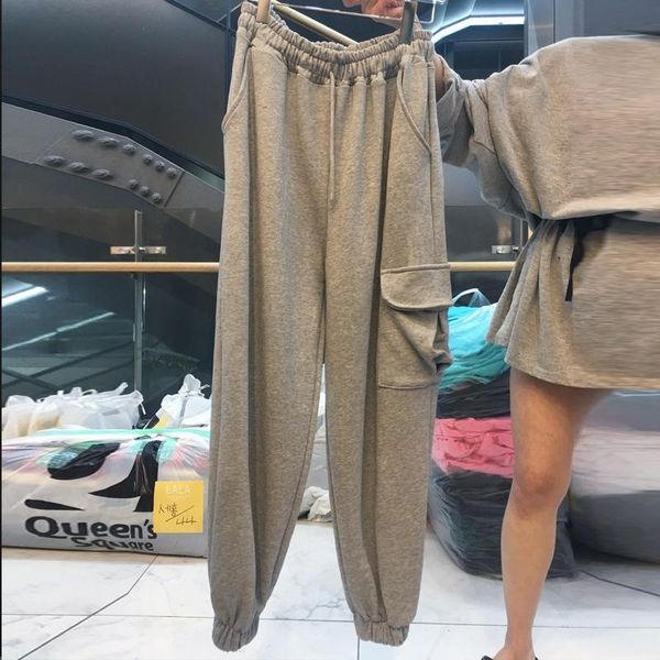 

women's pants & capris kymakutu 2021 plus thick pocket cargo women high waist female streetwear wide leg hippie trousers, Black;white