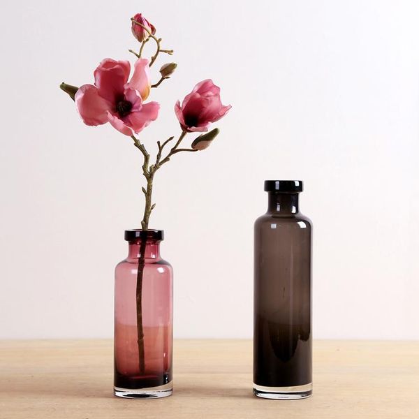 

vases creative glass vase hydroponic level models xiaoping mouth black red living room european-style decoration