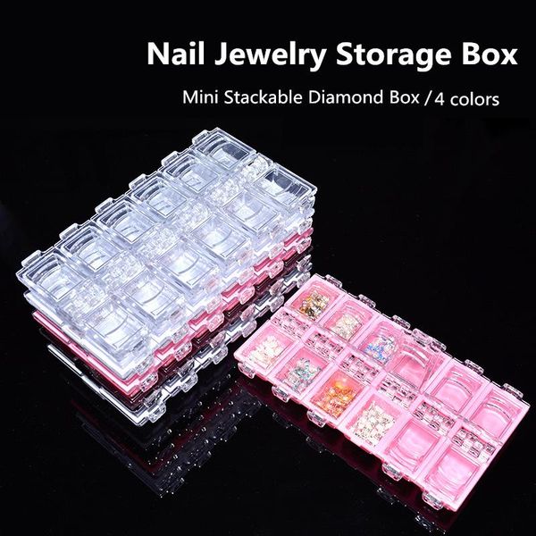 

nail art kits 12 grids jewelry box mini diamond small storage independent flip tools
