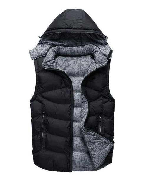 

new autumn and winter men's down cotton casual vest youth loose two-sided cardigan hooded jacket vest, Black;white