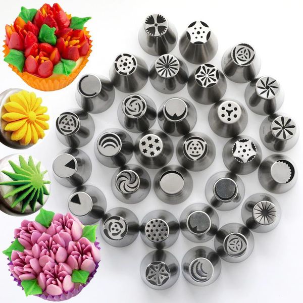 

baking & pastry tools cake piping tips stainless steel tube nozzle converters crowded flower