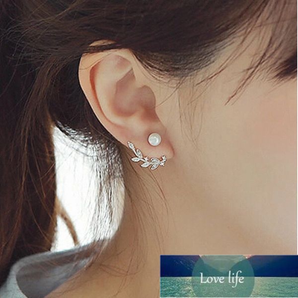 

new arrival sell fashion pearl flower 925 sterling silver ladies`stud earrings jewelry birthday gift wholesale women factory price expert de, Golden;silver