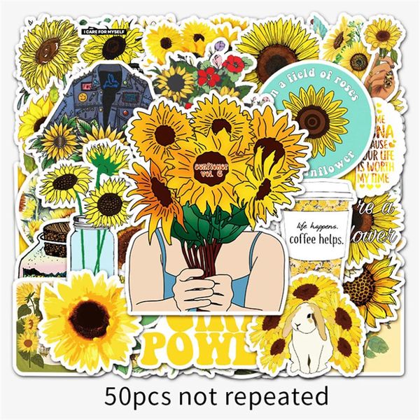 

10/30/50pcs card cartoon fresh sunflower graffiti hand account luggage helmet decoration waterproof sticker toy wholesale car