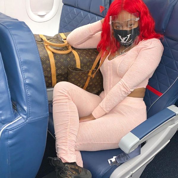 

streetwear solid hooded sportywear two piece set women long sleeve slim irregular crop and high waist pants, White