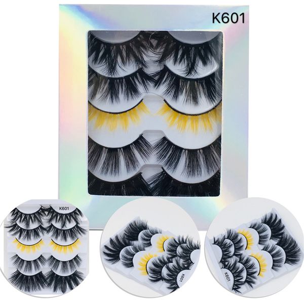 

5 pairs faux mink false eyelashes thick natural long eye lashes extensions k600~k605