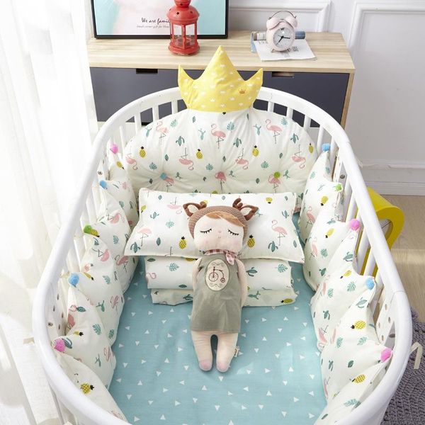 

4pcs cotton crib baby bedding nordic style children's bumper around cot removable and washable baby bed protector room decor