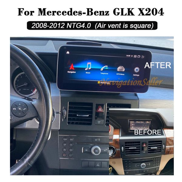 Car dvd Radio Lettore multimediale Android per Mercedes Benz GLK-Class X204 2008-2012 Aggiornamento NTG4.0 a 10,25 pollici Touch Screen Navigazione GPS nell'unità principale del cruscotto stereo