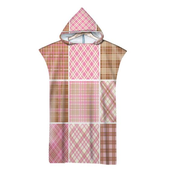 

towel striped plaid hooded beach microfiber poncho swimming child bath bathroom