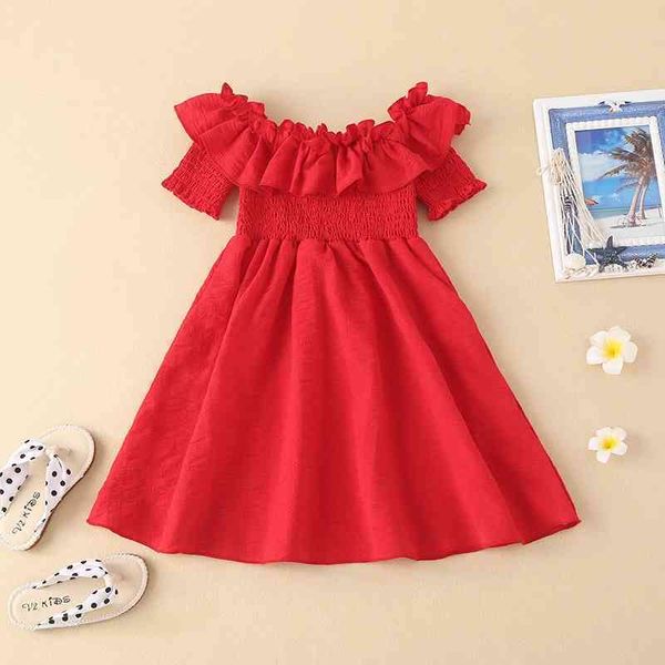 

new girls' summer fashion ruffle short sleeve princess skirt, Red;yellow