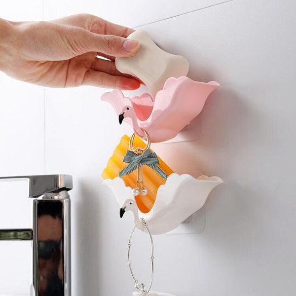 

soap dishes 1pc animal storage box drain suction cup wall-mounted multifunctional shelf hanging with hook